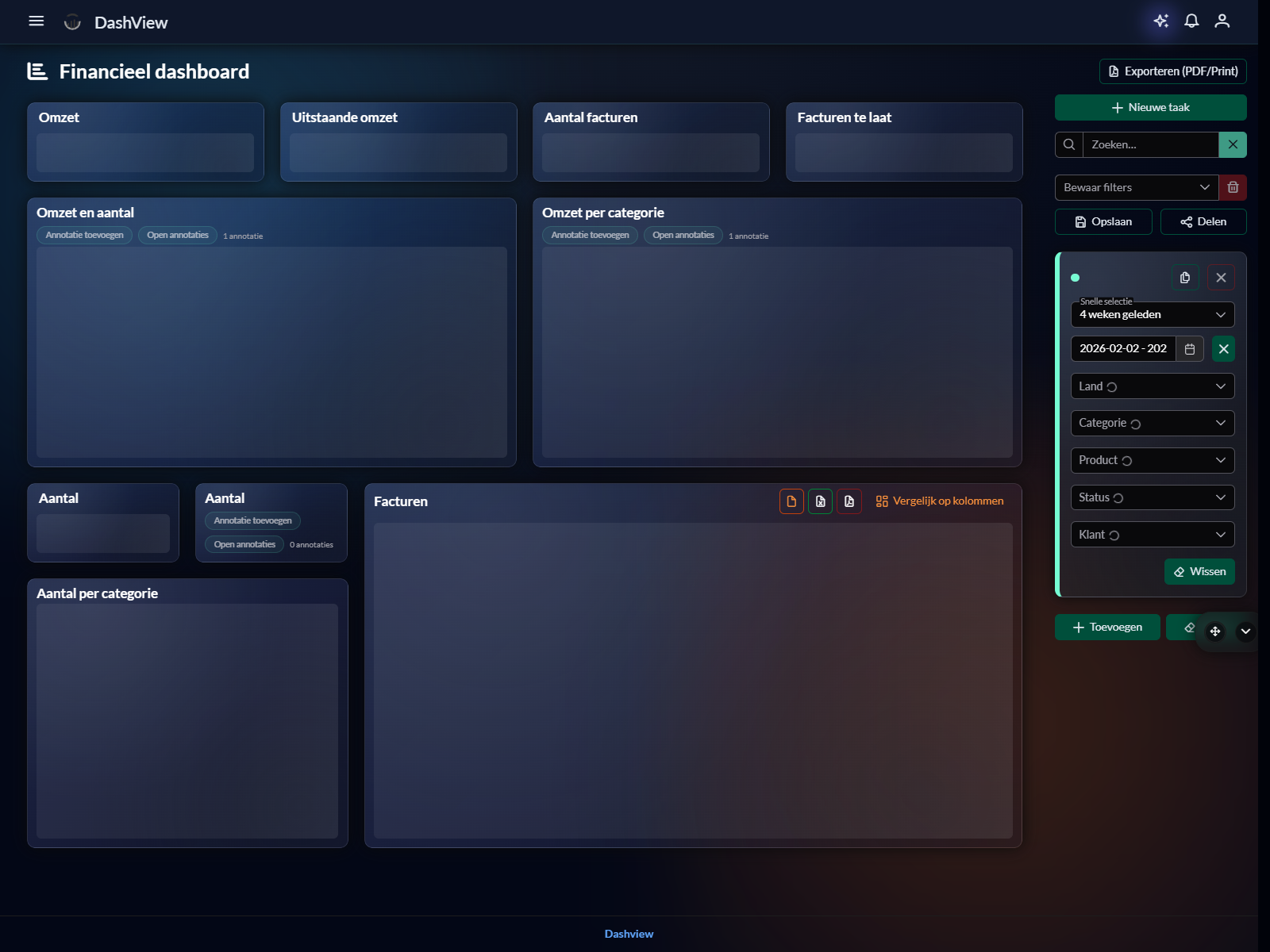 Dashboard overzicht in Dashview