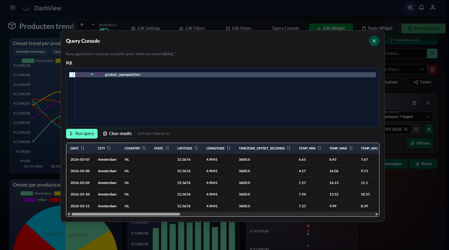 Editor tray met bewerkknoppen