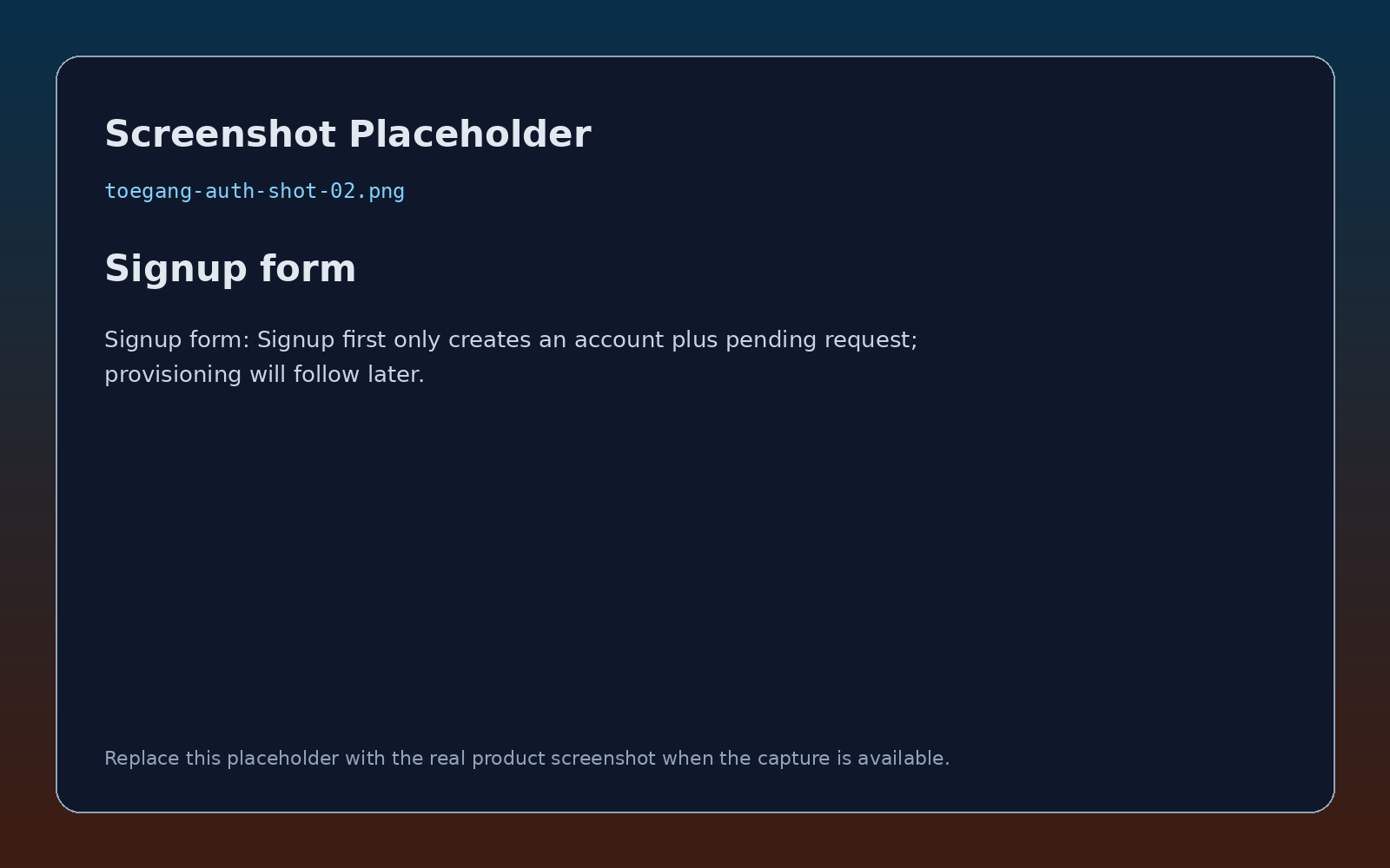 Signup-formulier screenshot placeholder