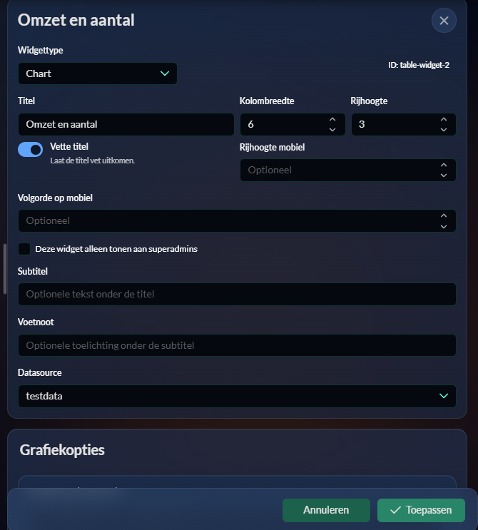 Chart optie-editor screenshot placeholder