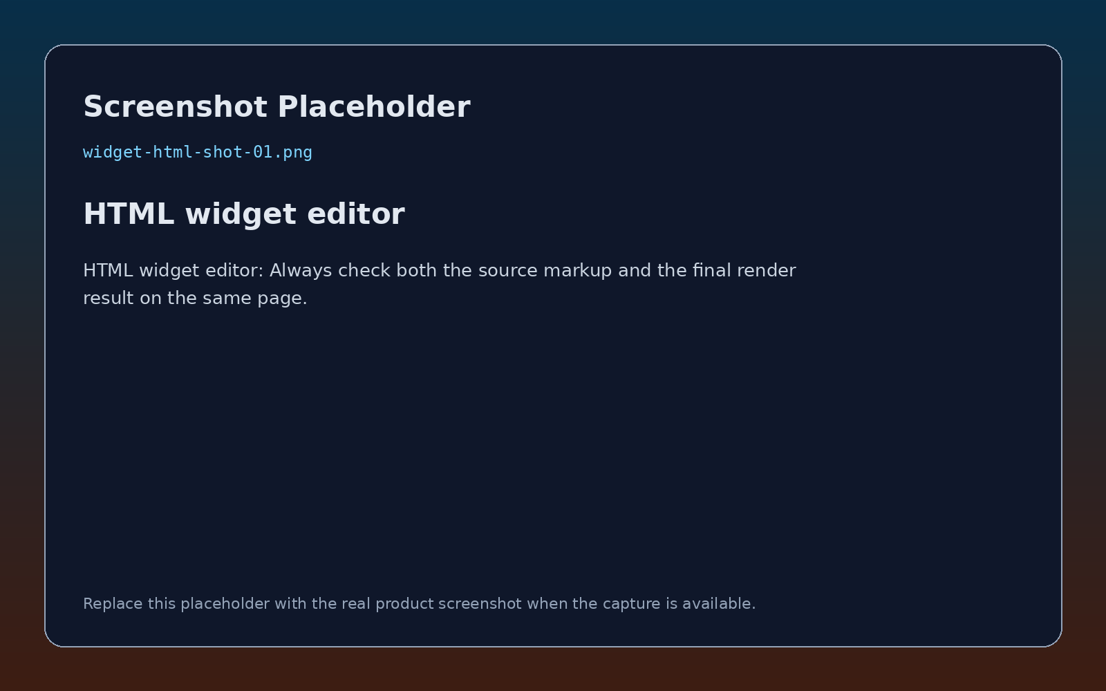HTML widget editor screenshot placeholder