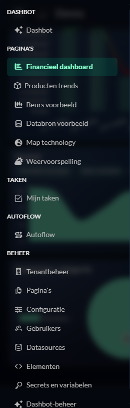 Navigatie, topbar en algemene bediening overzicht screenshot placeholder
